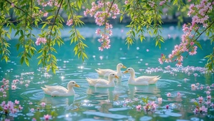 桃花流水鸭成群