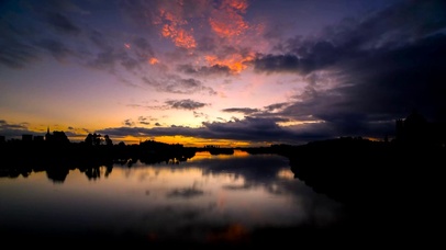 唯美城市湖畔日出延时 