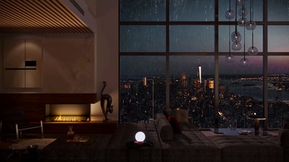 唯美雨天傍晚房间