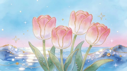 蓝海晴光郁金花漫开
