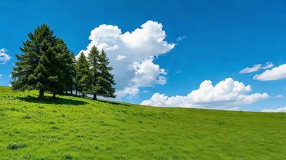 松林晴草地