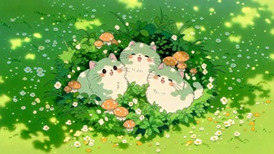 草地花丛可爱软萌小猫咪