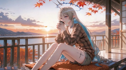 捧一杯热饮看秋日河山