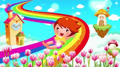 卡通彩虹女孩玩耍背景