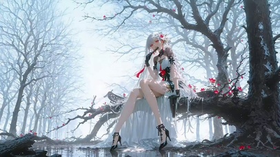 冬梅树下的白发少女