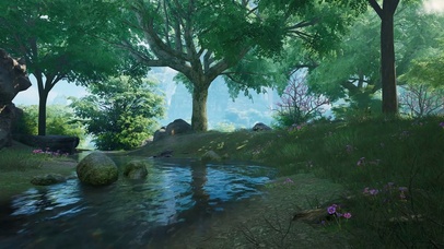 4K绿色树林小溪流水护眼