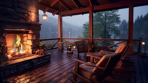雨天壁炉小屋