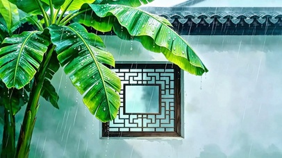 治愈雨打蕉叶4K