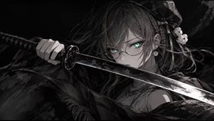 眼镜黑刃 武士刀少女