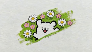 鲜花线条狗