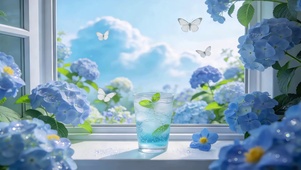 唯美鲜花气泡水