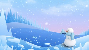 卡通可爱冬季冬日下雪小雪人