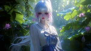 荷塘银发二次元美少女