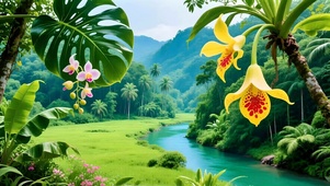 绿色护眼热带雨林花草树木