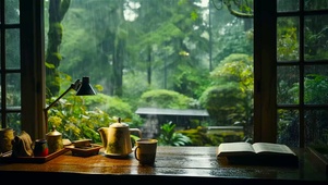 放松雨天窗外