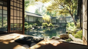 夏日静谧阳光古韵庭院