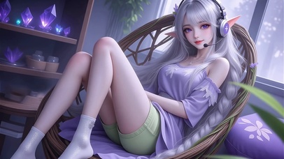 银发精灵美女高清4k