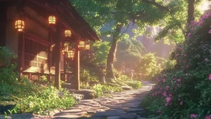 唯美夏日傍晚山林小屋