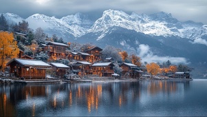 洱海湖岸的古朴村庄