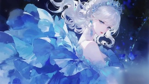 蓝色千层裙少女