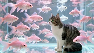 赏鱼的猫咪