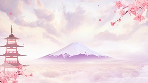 富士山樱花寺庙