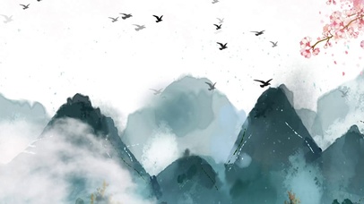 中国风桃园仙境群山雾峰