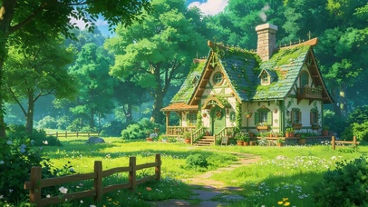 绿色森林小屋