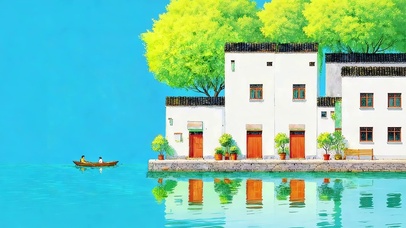 治愈湖边人家