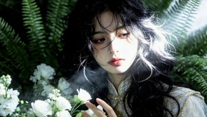 白花与黑发少女