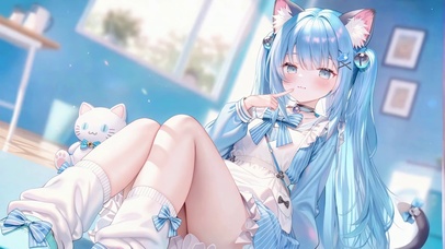 软萌蓝发猫娘日常