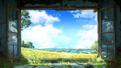 窗外的春天花园