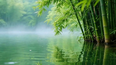 竹影映清波