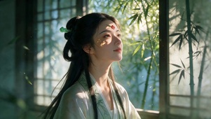 竹影摇红
