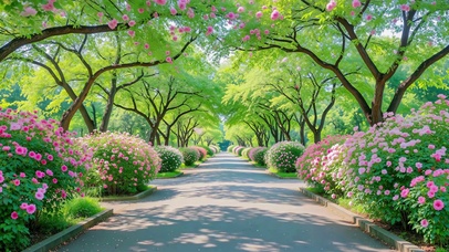 春日浪漫林荫花路