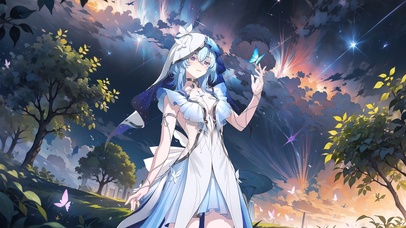 蓝白裙 蝴蝶黄昏少女