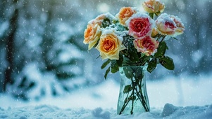 雪中唯美的花