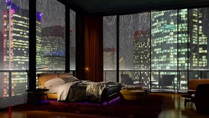都市夜雨房间