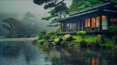 雨天云雾山庄别墅