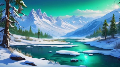 清新护眼郊外雪山美景