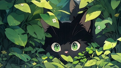草丛黑猫