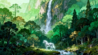 护眼绿景山水瀑布