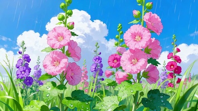 雨天花朵
