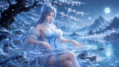 江雪夜清冷抚琴人