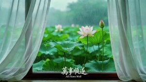 荷花窗景，万事顺遂