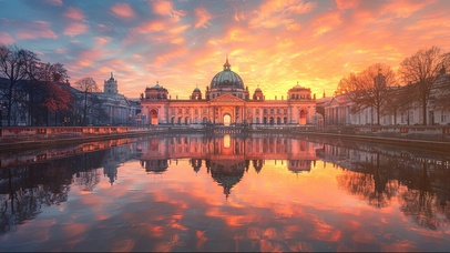 静谧落日欧式宫殿