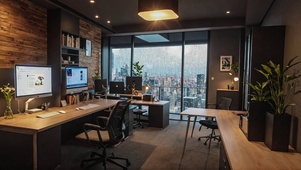 【雨景】傍晚的办公室