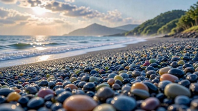 彩色卵石海滩