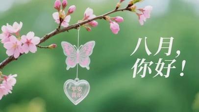 唯美清新的花八月你好