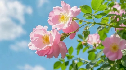 随风摇曳的粉色花花